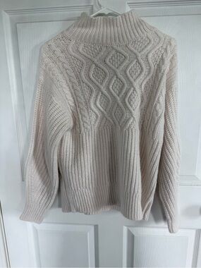a new day Cream Cable Knit Turtleneck Sweater